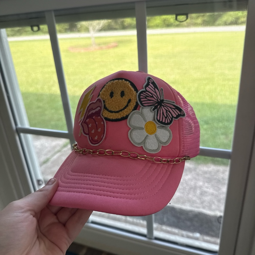 Pink Trucker Hat with Fun Patches